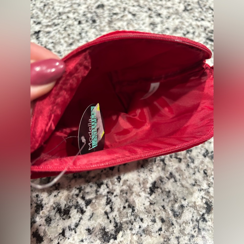 Red Velvet Pouch with Rhinestone Design - Picture 3 of 7